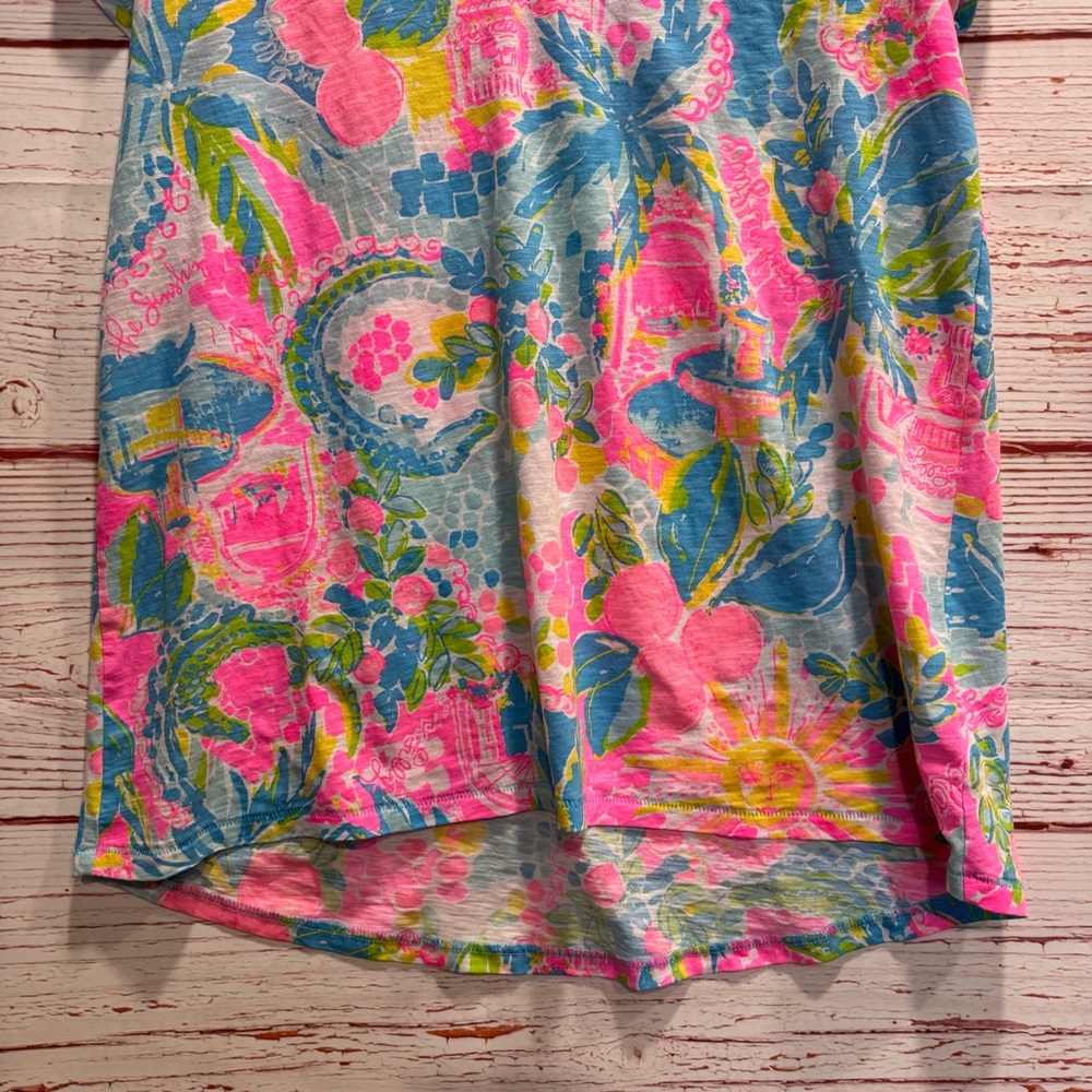 Lilly Pulitzer Etta V Neck Top in Multi Sunshine State Of Mind Sz S - Picture 8 of 12